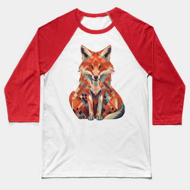 Spectrum Fox: Radiant Op Art Red Fox Baseball T-Shirt by Unboxed Mind of J.A.Y LLC 